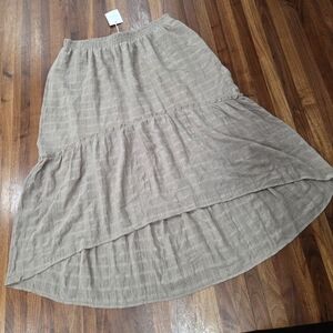 Ryllace Women's Tan Tiered High Low Hem Skirt Plus Size 1X